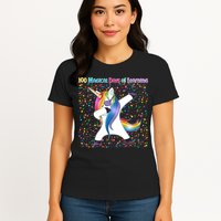 100 Magical Days of Learning Dabbing Unicorn Womens T-Shirt