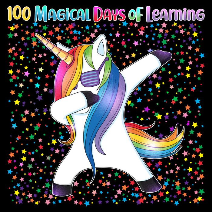 100 Magical Days of Learning Dabbing Unicorn Women's V-Neck T-Shirt