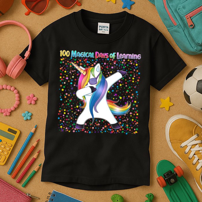 100 Magical Days of Learning Dabbing Unicorn Kids T-Shirt