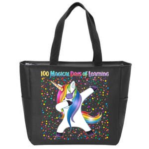 100 Magical Days of Learning Dabbing Unicorn Zip Tote Bag