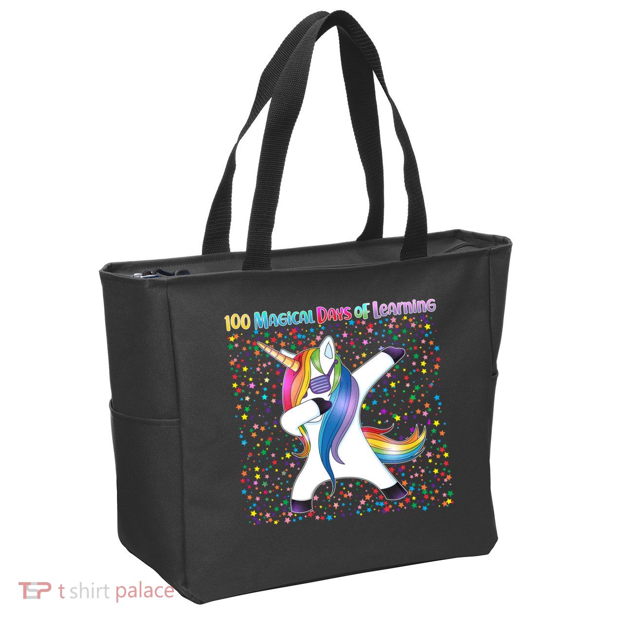 100 Magical Days of Learning Dabbing Unicorn Zip Tote Bag