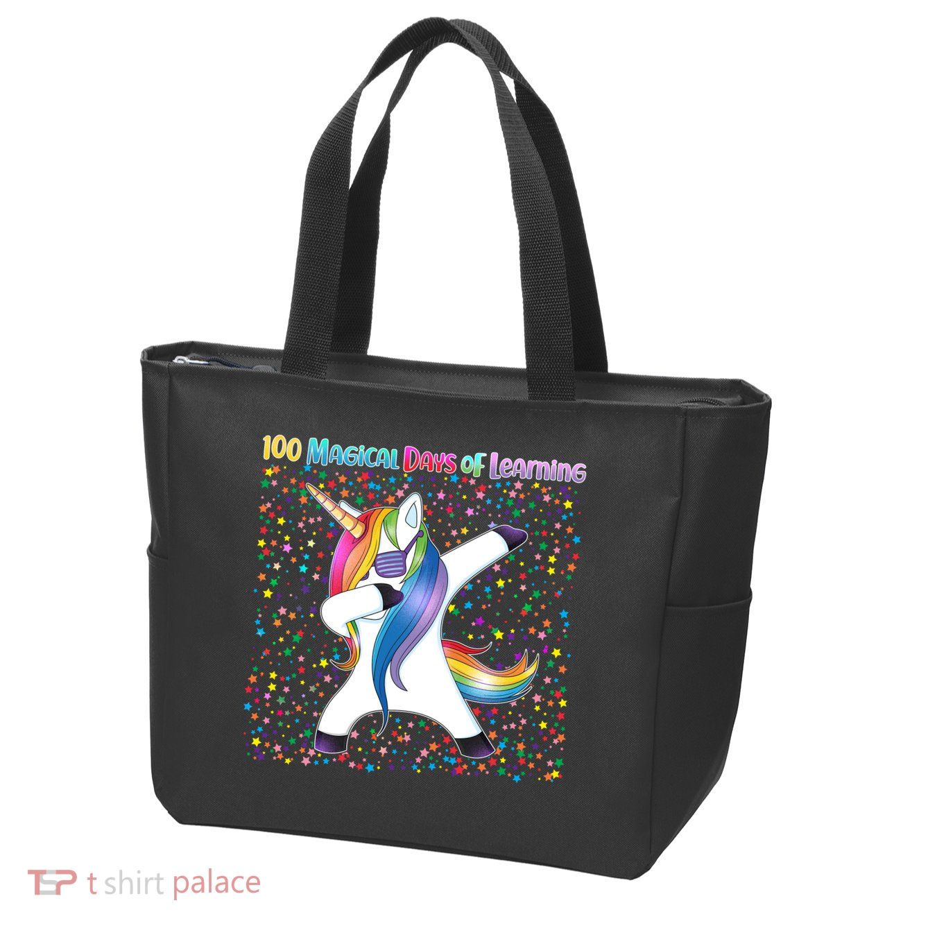 100 Magical Days of Learning Dabbing Unicorn Zip Tote Bag