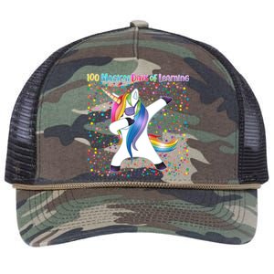 100 Magical Days of Learning Dabbing Unicorn Retro Rope Trucker Hat Cap