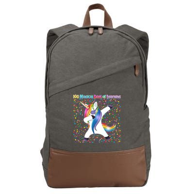 100 Magical Days of Learning Dabbing Unicorn Cotton Canvas Backpack