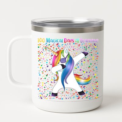 100 Magical Days of Learning Dabbing Unicorn 12 oz Stainless Steel Tumbler Cup