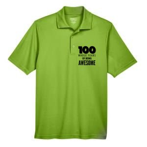 100 Whole Years Of Being Awesome Birthday Men's Origin Performance Pique Polo