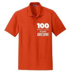 100 Whole Years Of Being Awesome Birthday Dry Zone Grid Polo