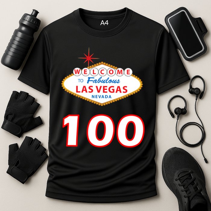 100 Years Old In Vegas - 100th Birthday Cooling Performance Crew T-Shirt
