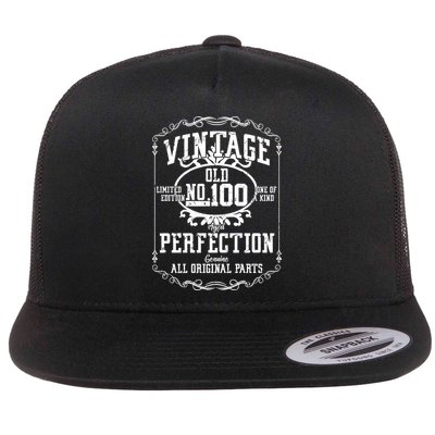 100th Birthday Genuine All Original Parts Flat Bill Trucker Hat