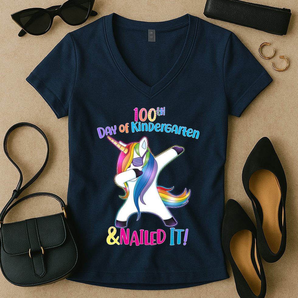 100th Day Of Kindergarten & Nailed it Women's V-Neck T-Shirt