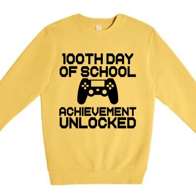 100th Day Of School Achievement Unlocked Premium Crewneck Sweatshirt