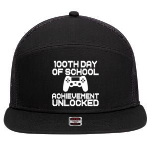 100th Day Of School Achievement Unlocked 7 Panel Mesh Trucker Snapback Hat