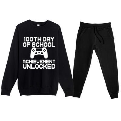 100th Day Of School Achievement Unlocked Premium Crewneck Sweatsuit Set