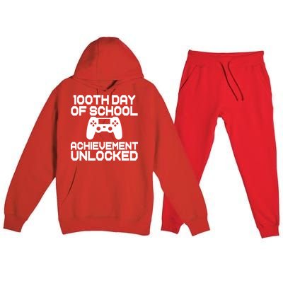 100th Day Of School Achievement Unlocked Premium Hooded Sweatsuit Set