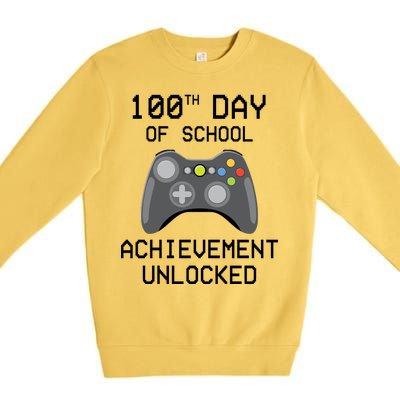 100th Day Of School Achievement Unlocked Cute Premium Crewneck Sweatshirt