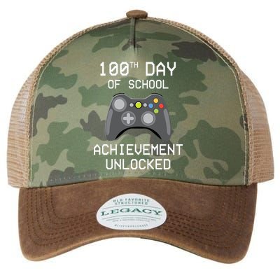 100th Day Of School Achievement Unlocked Cute Legacy Tie Dye Trucker Hat