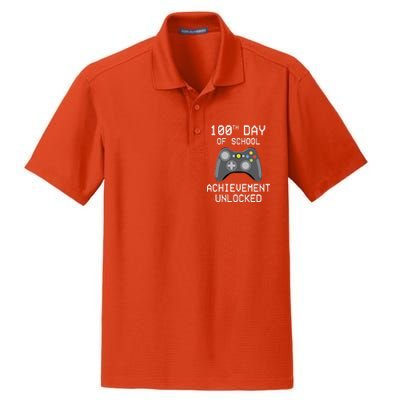 100th Day Of School Achievement Unlocked Cute Dry Zone Grid Polo