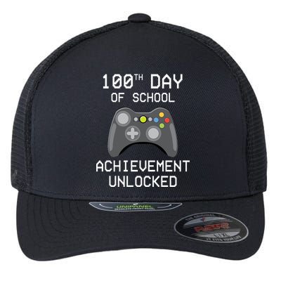 100th Day Of School Achievement Unlocked Cute Flexfit Unipanel Trucker Cap