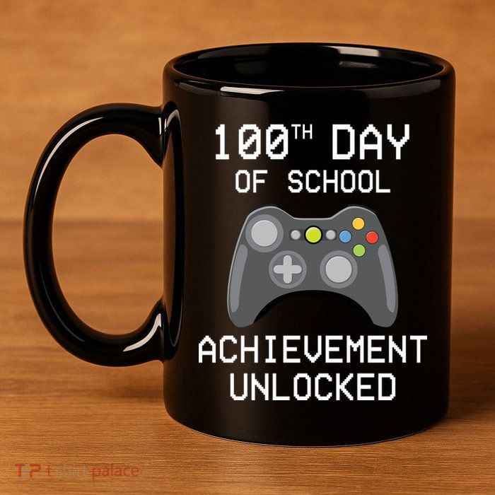 100th Day Of School Achievement Unlocked Cute 11oz C Handle Ceramic Mug