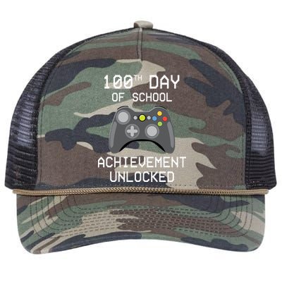 100th Day Of School Achievement Unlocked Cute Retro Rope Trucker Hat Cap