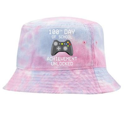 100th Day Of School Achievement Unlocked Cute Tie-Dyed Bucket Hat