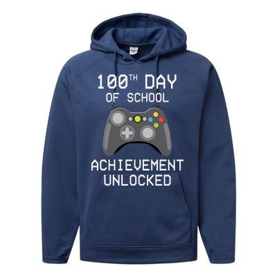 100th Day Of School Achievement Unlocked Cute Performance Fleece Hoodie