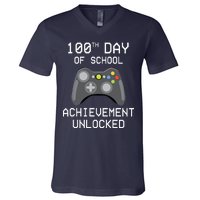 100th Day Of School Achievement Unlocked Cute V-Neck T-Shirt