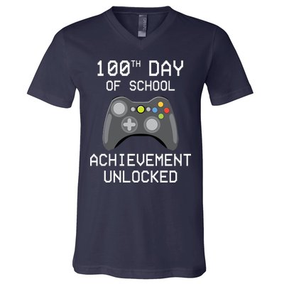 100th Day Of School Achievement Unlocked Cute V-Neck T-Shirt