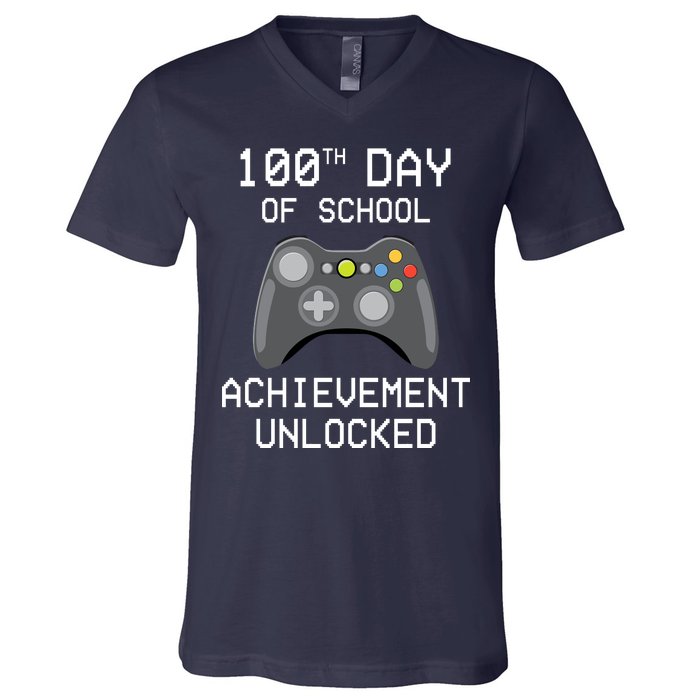 100th Day Of School Achievement Unlocked Cute V-Neck T-Shirt