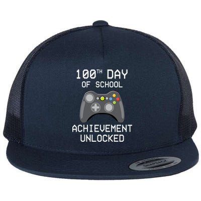 100th Day Of School Achievement Unlocked Cute Flat Bill Trucker Hat