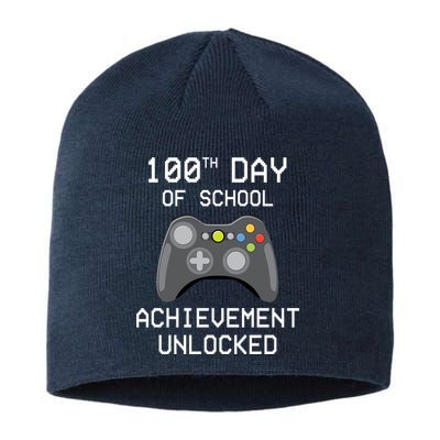 100th Day Of School Achievement Unlocked Cute Sustainable Beanie