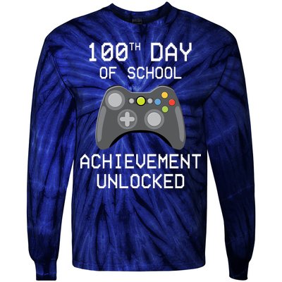 100th Day Of School Achievement Unlocked Cute Tie-Dye Long Sleeve Shirt