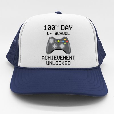 100th Day Of School Achievement Unlocked Cute Trucker Hat