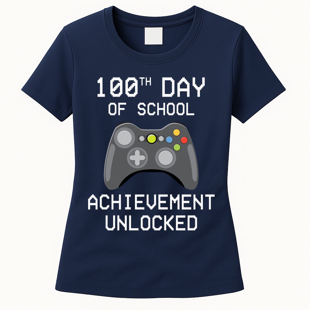 100th Day Of School Achievement Unlocked Cute Womens T-Shirt