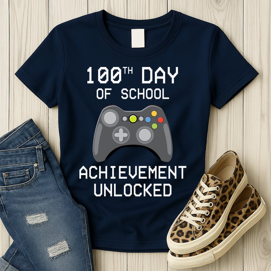 100th Day Of School Achievement Unlocked Cute Womens T-Shirt