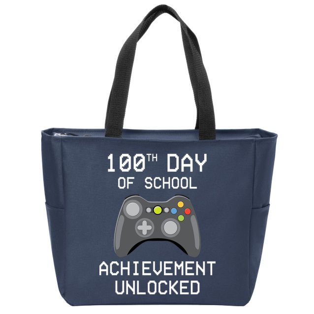100th Day Of School Achievement Unlocked Cute Zip Tote Bag