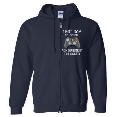 100th Day Of School Achievement Unlocked Cute Full Zip Hoodie