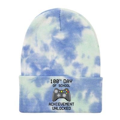 100th Day Of School Achievement Unlocked Cute Tie Dye 12in Knit Beanie