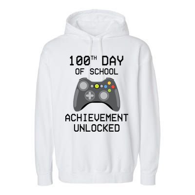 100th Day Of School Achievement Unlocked Cute Garment-Dyed Fleece Hoodie