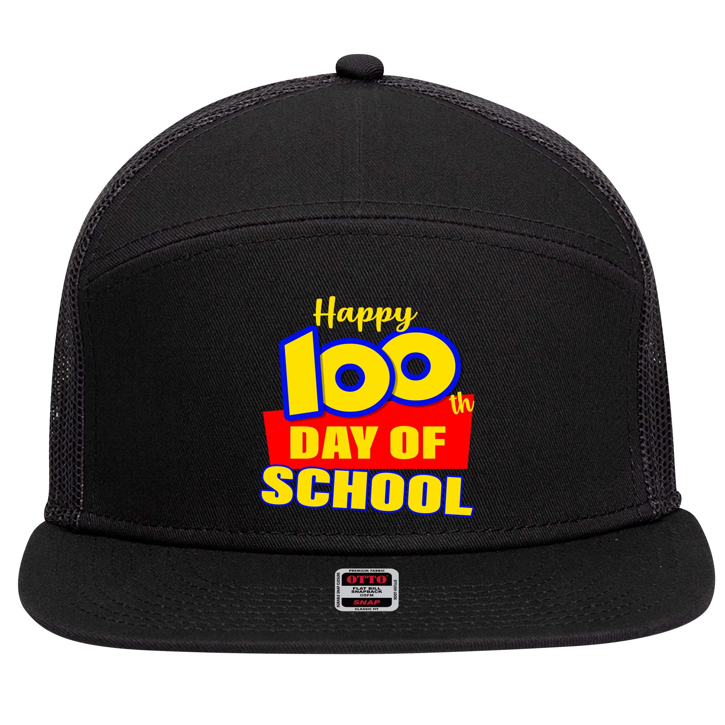 100th Day Of School Cartoon Movie Logo 7 Panel Mesh Trucker Snapback Hat