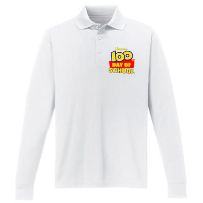 100th Day Of School Cartoon Movie Logo Performance Long Sleeve Polo