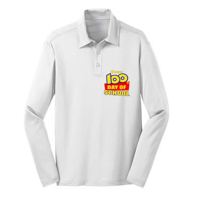 100th Day Of School Cartoon Movie Logo Silk Touch Performance Long Sleeve Polo