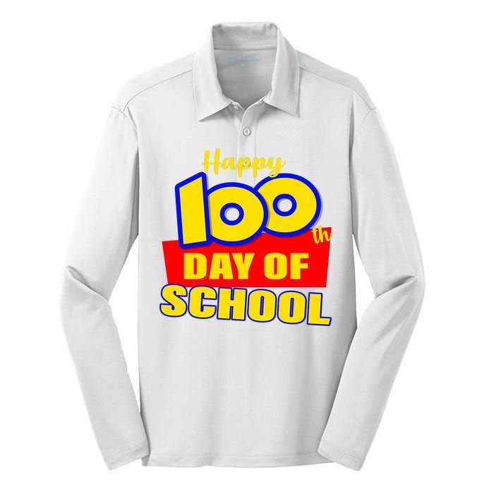 100th Day Of School Cartoon Movie Logo Silk Touch Performance Long Sleeve Polo