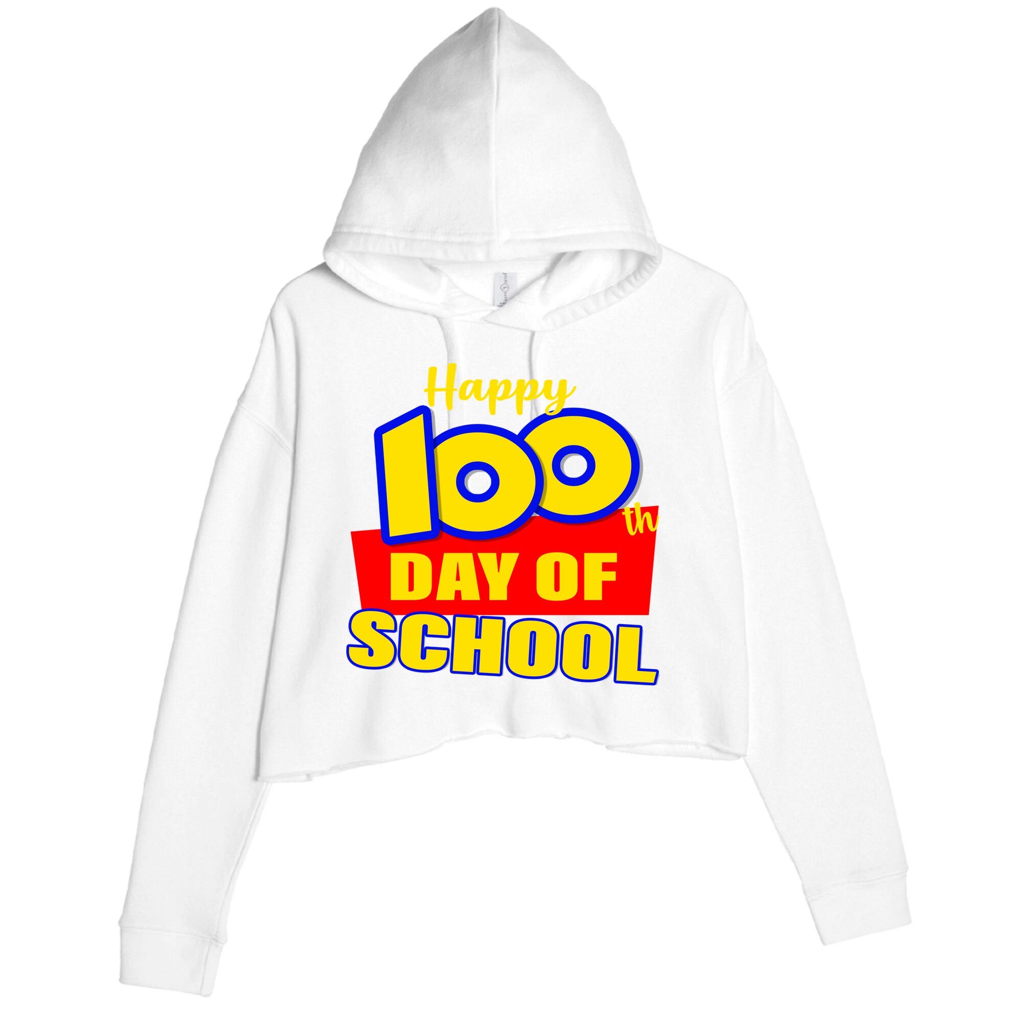 100th Day Of School Cartoon Movie Logo Crop Fleece Hoodie