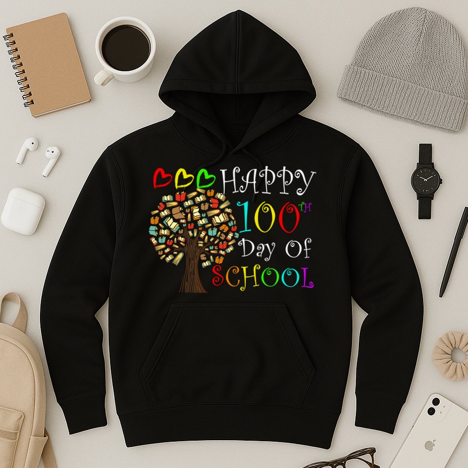 100th Day Of School Educational Tree Hoodie
