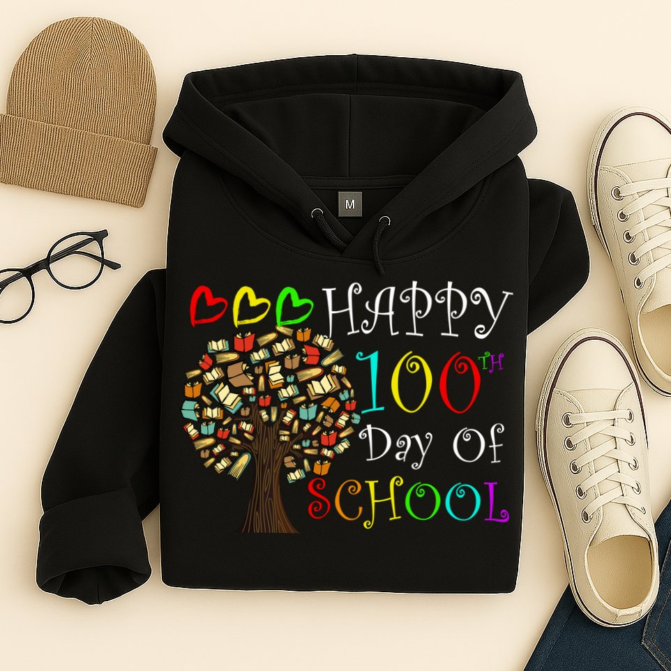 100th Day Of School Educational Tree Hoodie