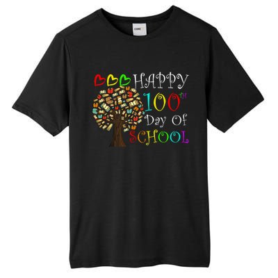 100th Day Of School Educational Tree Tall Fusion ChromaSoft Performance T-Shirt