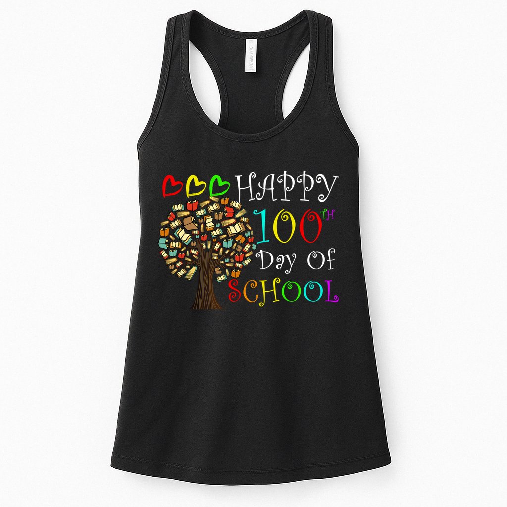 100th Day Of School Educational Tree Womens Tank Top
