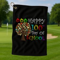 100th Day Of School Educational Tree Golf Towel