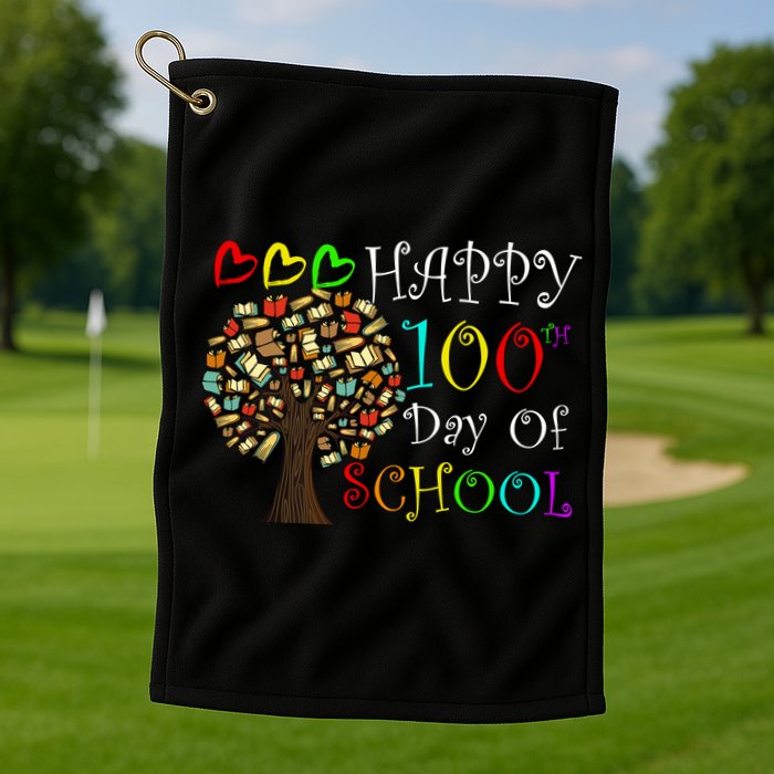 100th Day Of School Educational Tree Golf Towel